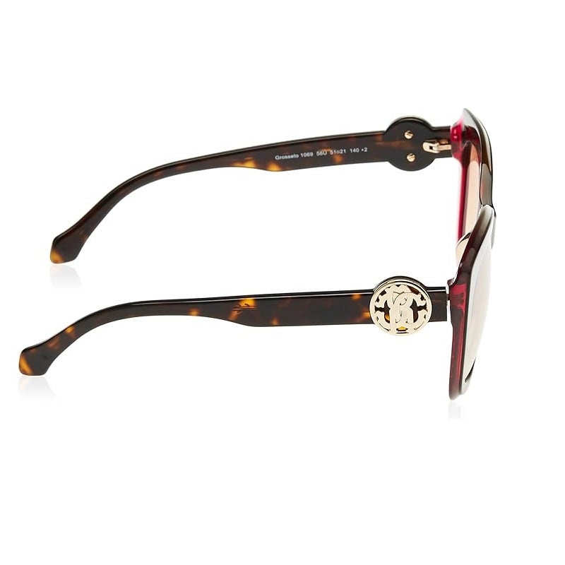 Roberto Cavalli RC1069 56U Bold Designer Sunglasses forWomen – Lightweight Glamour with Beige/Light Lenses - Iconic Square Dark Havana Frame, UV400 Protection - Image 4
